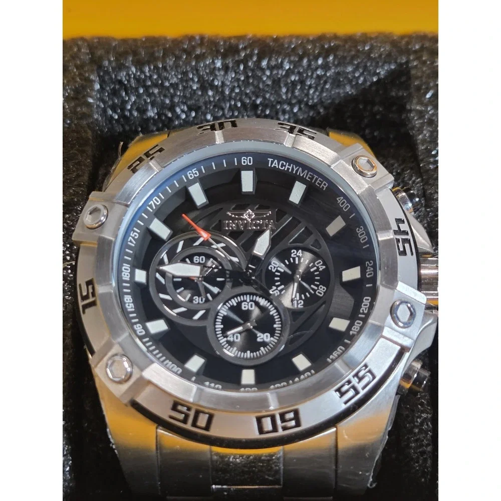 Invicta Speedway 25533 Men's 52mm Chronograph Watch New Battery Yellow Case